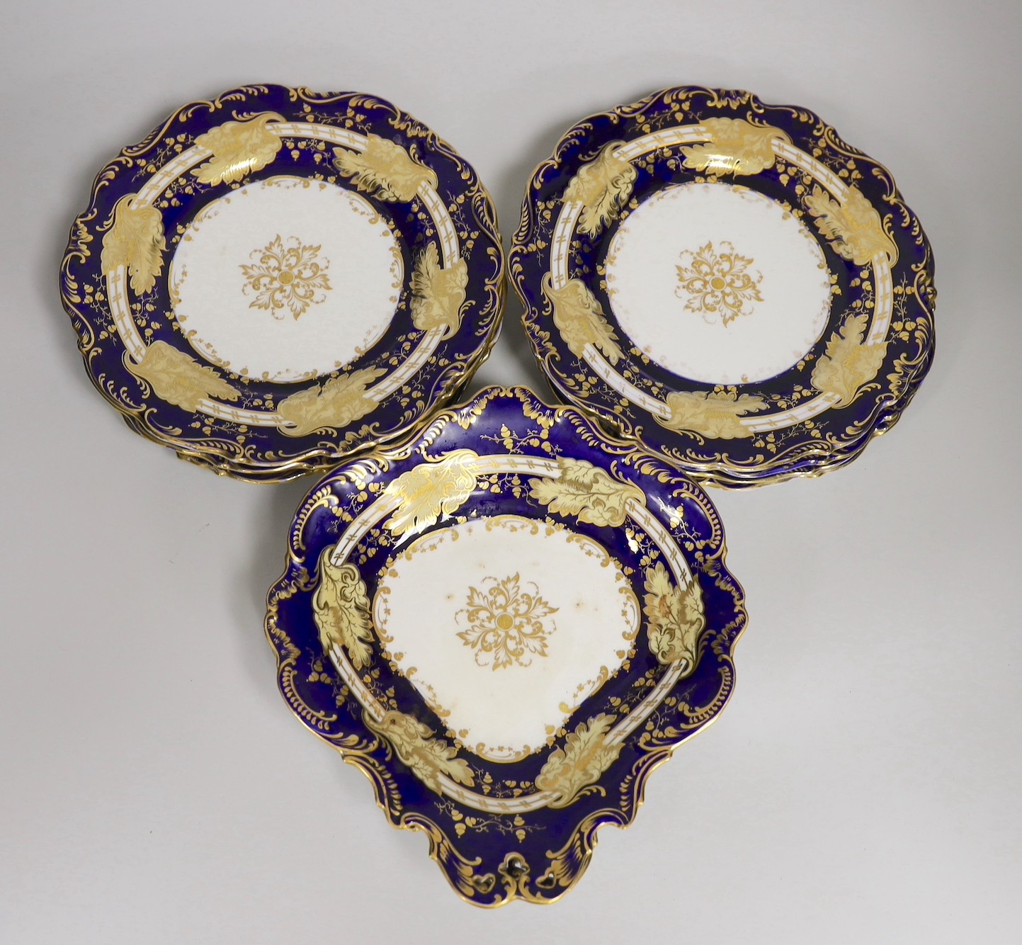 A Victorian bone china part dessert service